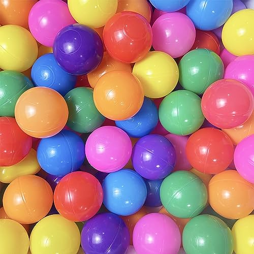 Amuya Ball Pit Balls for Kids, Colorful Balls for Ball Pit, 2.2” Non-Toxic Crush Proof Play Balls BPA Free, 7 Kinds of Bright Color Ocean Balls Include a Reusable Net Bag 50pcs