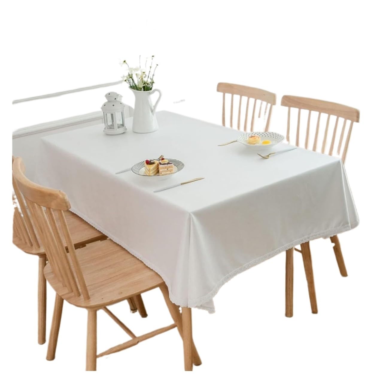 Nappe en faux lin rectangulaire blanche lavable essuyable 100x160
