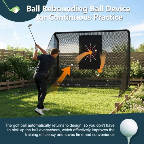 10x7ft Golf Hitting Net with Detachable Side Barriers & Heavy Duty Steel Frame,Golf Practice Hitting Nets for Backyard,Portable Driving Net w/Carry Bag & Stakes, Chipping & Swing Training