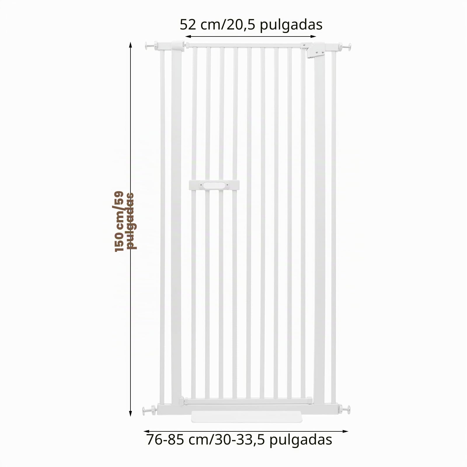 Puerta de seguridad para gatos extraalta, 150 cm, con ancho ajustable, sin taladrar, barrera para perros para niños y mascotas, color blanco