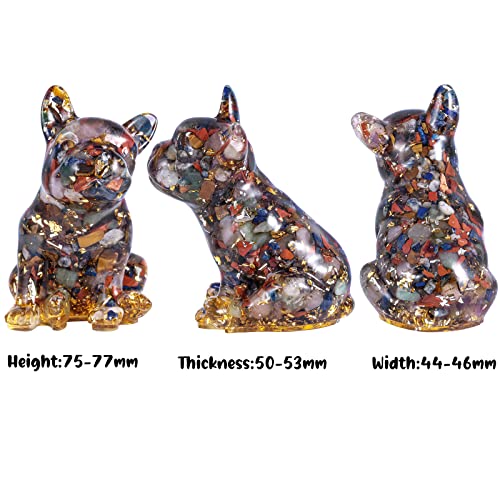 mookaitedecor 3 Inch Mixed Crystals French Bulldog Dog Statue Ornament, Semi Precious Stone Lover Gift - Image 2