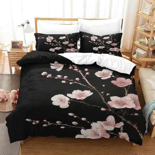 Parure de lit cerisier 3D en microfibre douce king size durable - 3