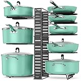 ORDORA Pots and Pans Organizer under Cabinet, 8 Tier Pot Organizers Rack Expandable 11.65' to 19.02' Height with 3 DIY Methods, Adjustable Pan Organizer inside Cabinet Kitchen Storage Organization