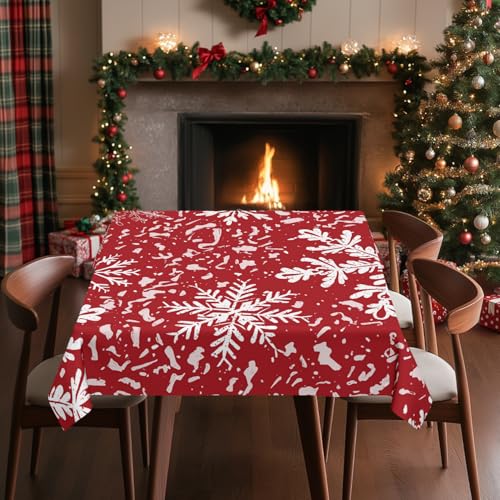 Yesad Square Tablecloth Washable Table Cover 54"x54" and 60"x60", Waterproof Square Table Cloth for Indoor and Outdoor, 60x60In, Christmas Snowflakes by Yesad - Image 7