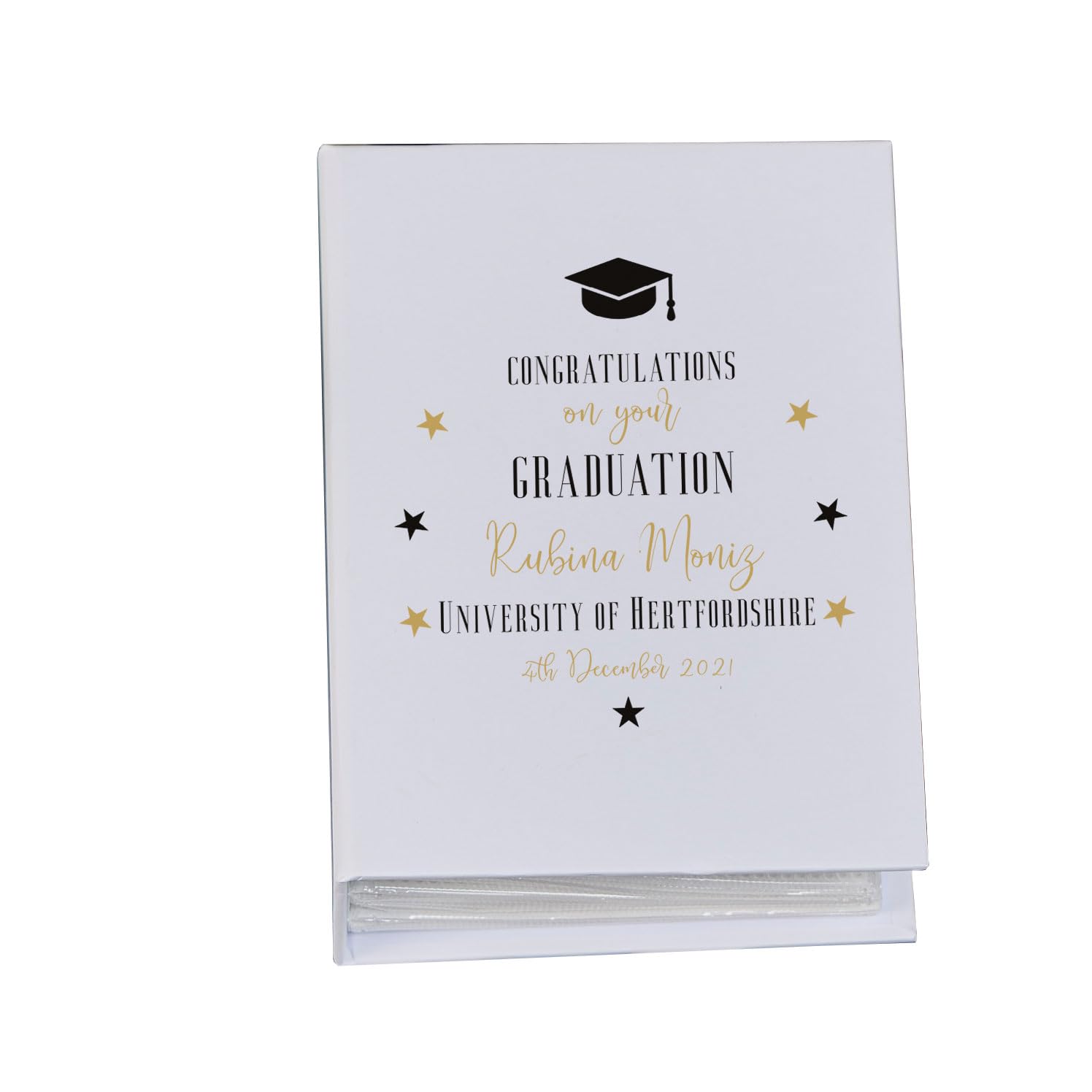Ukgiftstoreonline White Personalised Graduation Photo Album 100 X 6X4 Memories Book
