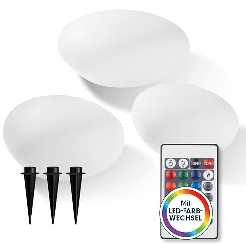 EASYmaxx LED Solarleuchte mit Fernbedienung | 3 kaltweiße Leuchten -