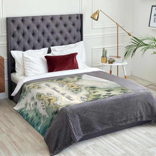 Couverture en flanelle verte 152x203 cm légère pour lit et canapé