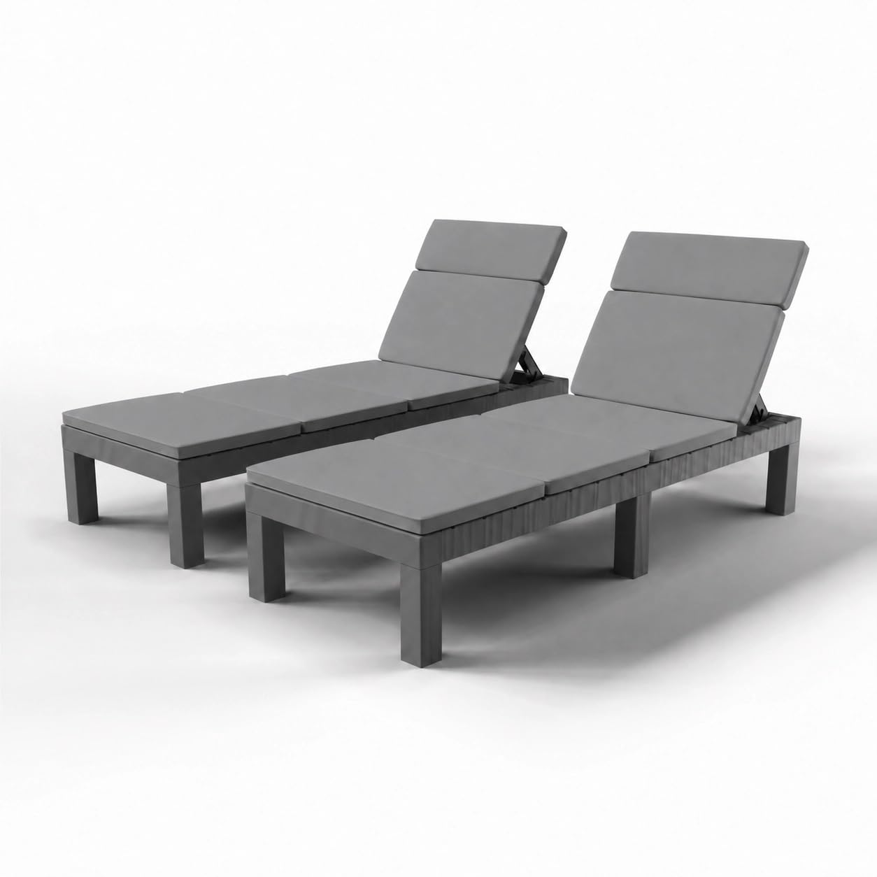 Luxirest Set di 2 sdraio da giardino per esterni, schienale regolabile, con cuscino (grigio)