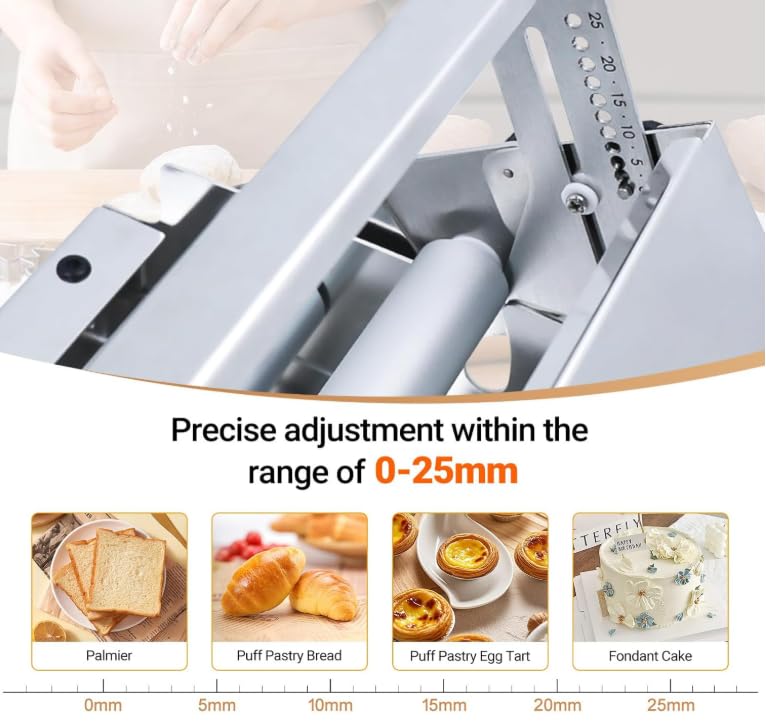 Laminadora de masa comercial para croissants y pizza con rodillo ajustable 5