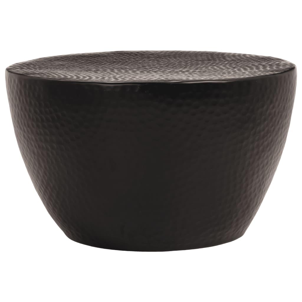 Homgoday Tavolino da caffè in alluminio martellato, Ø 50 x 30 cm, nero, tavolino da tè per soggiorno, sala d'accoglienza degli ospiti, camera da letto e mobili da ufficio