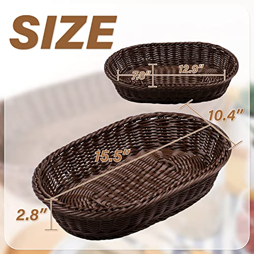 Myhomebody Oval Wicker Storage Basket | Home Decor Woven Basket As Serving Tray, Garden Basket | Wicker Basket For Food, Fruit Storage | Wicker Basket 1 Pc, Dark Brown #TOP1