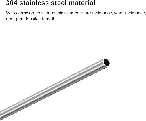 Miniatura 4 de uxcell Tubo capilar de acero inoxidable 304, OD 0.118 in x 0.012 in pared gruesa 9.843 in longitud tubo de metal para maquinaria industrial, 3 unids