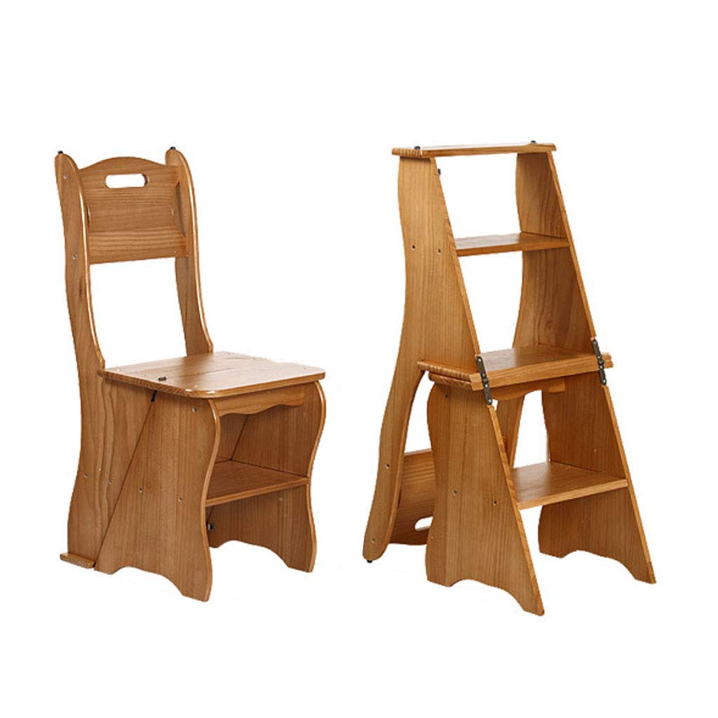 Chaise rétro échelle en bois massif CHEWYNP, escabeau pliant multifonctionnel premium
