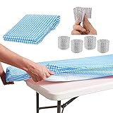 BEST Waterproof Reusable Elastic Edged Flannel Backed Vinyl Fitted Table Cloth for Travel, Picnics,Parties and Outdoor.Fits 6 ft. Folding trestle/banquet/picnic Table (30