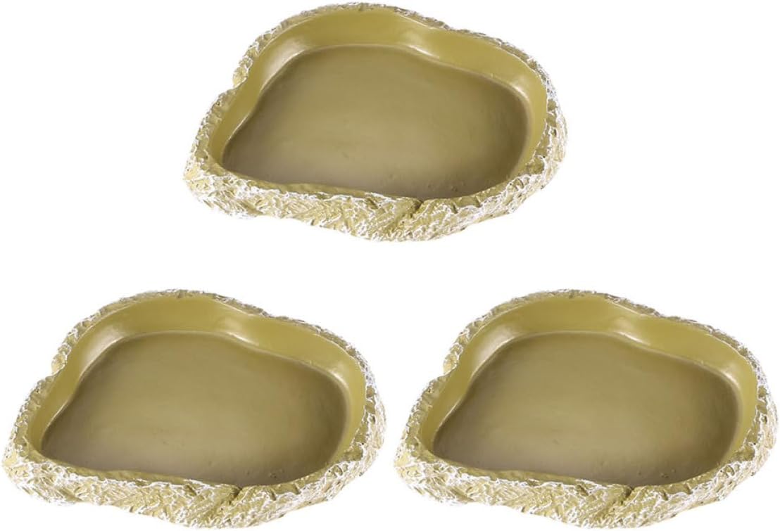 ERINGOGO 3pcs Resin Reptile Water Bowl Set Tortoise Feeding Basin Lizard Water Dish Snake Dish for Terrarium Decor for Bearded Dragons and Aquatic Turtles