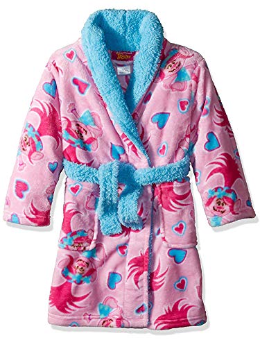 Trolls Girls' Big Luxe Plush Robe, Light Pink Fun, 8