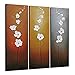 Wieco Art 3 Piece White Flowers Oil Paintings on Canvas Wall Art for Living Room Bedroom Home Decorations Modern Stretched and Framed 100% Hand Painted Contemporary Grace Abstract Floral Artwork