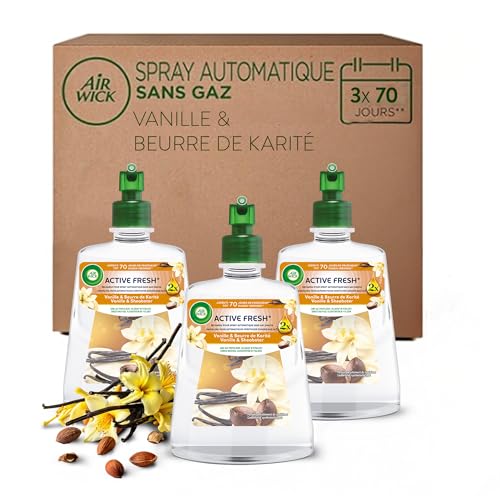 Air Wick Désodorisant Maison Spray Automatique Sans Gaz Active Fresh - 3 Recharges Parfum Vanille...