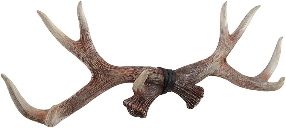 Zeckos 17 inch Lifelike Deer Antler Rack Decorative Hunting Cabin Natural Wall Hook