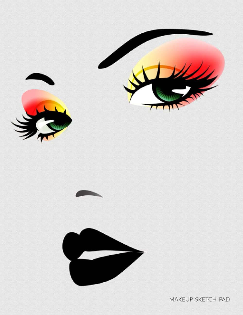 Makeup Sketch Pad: Sunset Eyes: Blank Face Chart Worksheets For Practicing Makeup