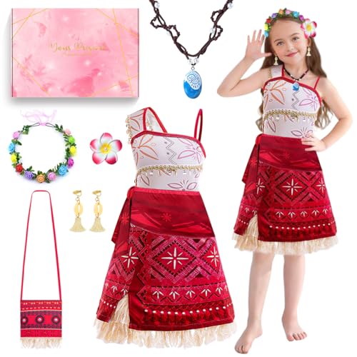 TOSZOLY Disfarce princesa menina, vestido com coroa de flores, fato de aventura para carnaval e cosplay (120)