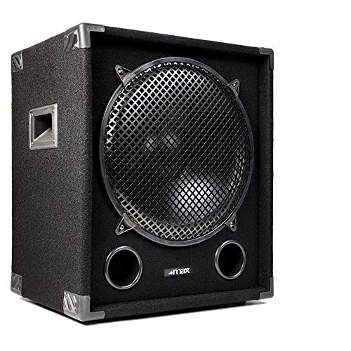 MAX MAX15SUB 15 Inch Passive DJ Subwoofer 1200W Professional Bass Speaker with Deep Resonance-Free Bass, Rugged Cabinet, Carpet Covering and Built-In Tophat Mount
