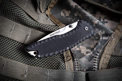 Sheffield 12166 Shiloh Assisted Open Knife, 3.5 Inch Blade Tactical Knife, Edc Knife For Survival Gear, Tactical Gear, Self Defense, Drop Point Blade, G10 Handle #TOP5