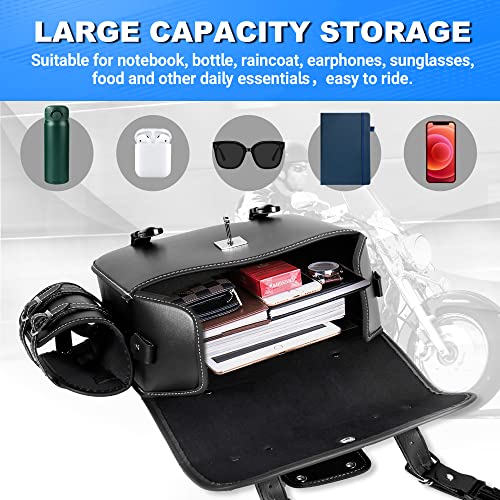 Oxmart Motorcycle Saddlebags With Cup Holder, 2 In 1 Quick Access Throw Over Saddle Bags 20L, Anti-Water Panniers Side Bags Leather Universal Compatible With Harley Suzuki Honda Yamaha Sportster #TOP1