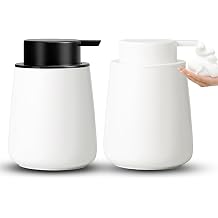 Foaming Soap Dispenser - 2 Pack Ceramic Foam Hand Soap Dispenser for Bathroom, 12 oz Hand Wash Dispenser Bottle with Foaming Pump, Refillable Dish Soap Dispenser for Kitchen