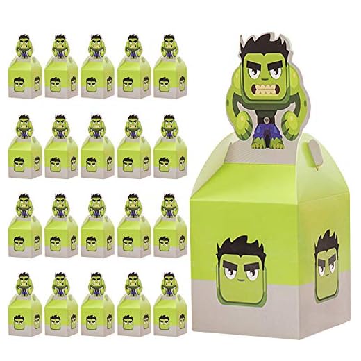 Qemsele Cajas De Fiesta Bolsas de cumpleaños, 20Pcs Regalo Cajas, Cajas de Caramelo Tema Reutilizable Bolsas de Fiesta Bolsas para cumpleaños niños la Fiesta favorece la Bolsa Bolsas Fiesta (Hulk)