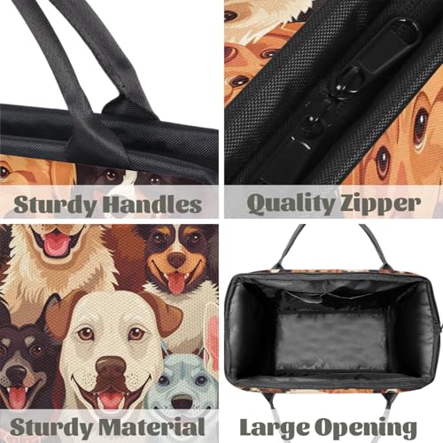 Overnight Weekender Bag for Women Men Cartoon Dog Animal Face Waterproof Carry On Travel Duffel Bags with Zipper Lightweight Sports Gym Bag Luggage Workout Handle Bags for Traveling Yoga Camping4