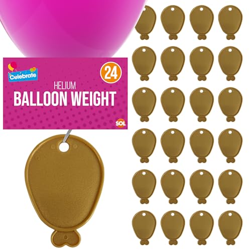 SOL Lot de 24 poids pour ballons à l'hélium – Accessoires de fête en plastique doré – Parfait pour sécuriser les ballons lors des anniversaires, mariages,...