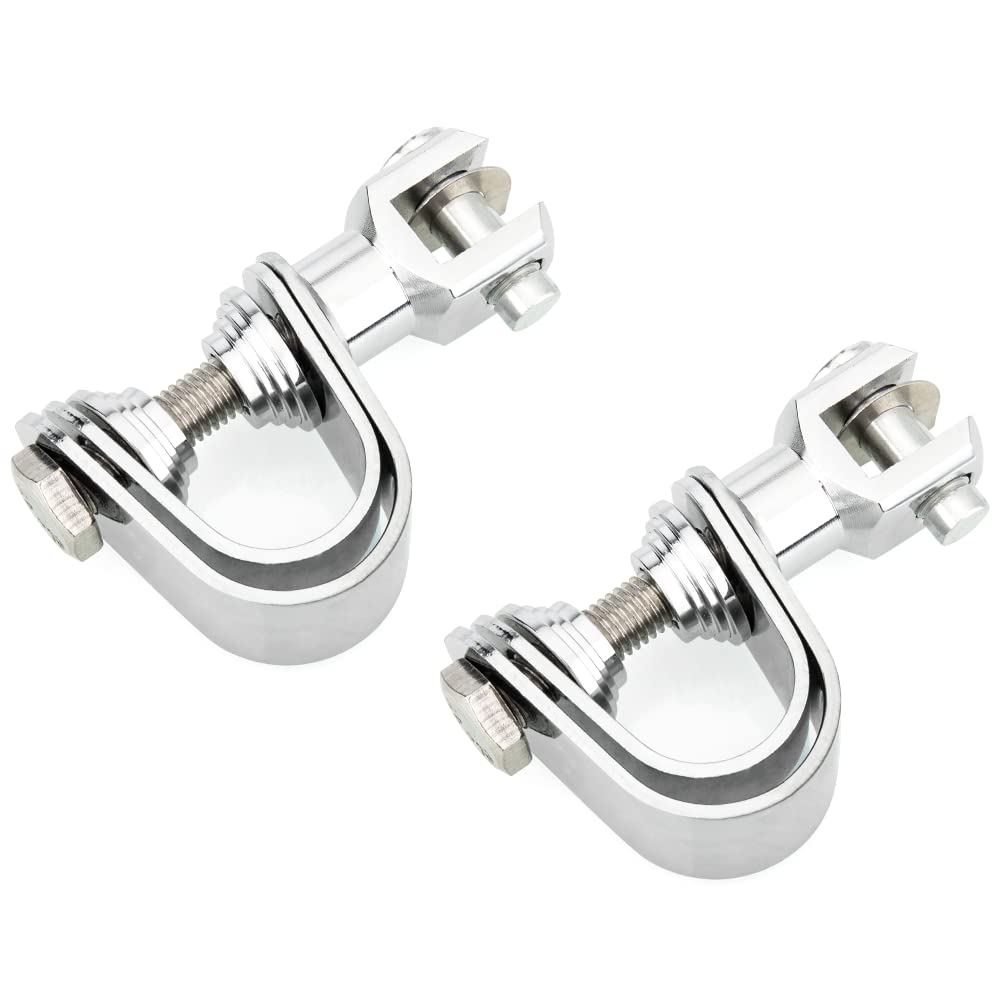 KICRY Short Angled Adjustable Highway Peg Mount Kit Compatible with Harley Davidson Fits 1.25" Engine Guards Crash Bars Footrest Mounting Brackets Arms(Chrome-A)
