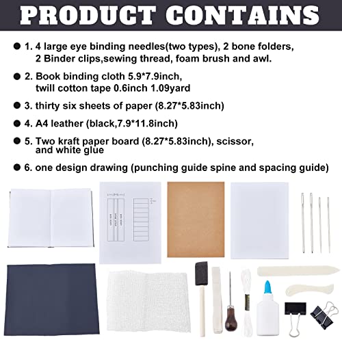 Webeedy Diy Bookbinding Kit With Tools Bookbinding Supplies Diy Craft Kit For Notebook Bookbinding Crafts Sewing Supplies Birthday Gift For Boys And Girls #TOP1