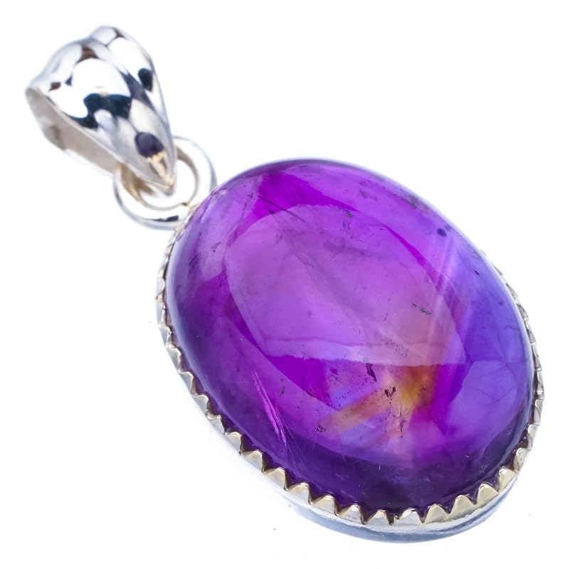 Pendentif améthyste naturelle argent 925 véritable fait main StarGems F5312