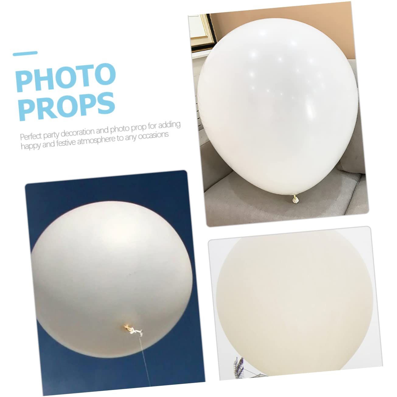 Ballon Rond Extra-large Blanc en Latex, Grand Format pour Décoration