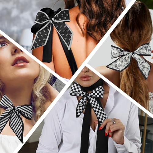 4 PCS Purse Scarf, Multifunctional Bag Scarf for Handbags, Classic and Stylish, Can Be Used as a Bag Hair Towel Gift (Black)3