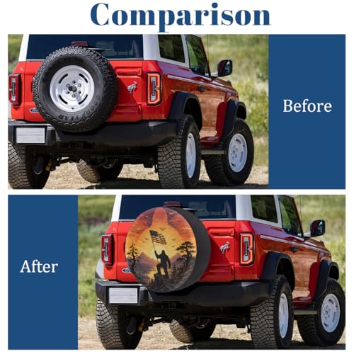 Image of Bigfoot American Flag Spare Tire Cover Wheel Covers Protectors Waterproof Dust-Proof Universal Fit Trailer, RV, SUV and Many Vehicle 17 Inch,C-01