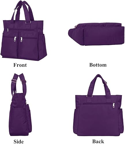 Miniatura 4 de Bolsa de lona impermeable de nailon con múltiples bolsillos para llevar al hombro, bolsa de trabajo para computadora portátil, bolso para