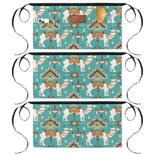 Tablier court pour bistrot et cuisine le lot de 3 demi-tabliers camel à poches