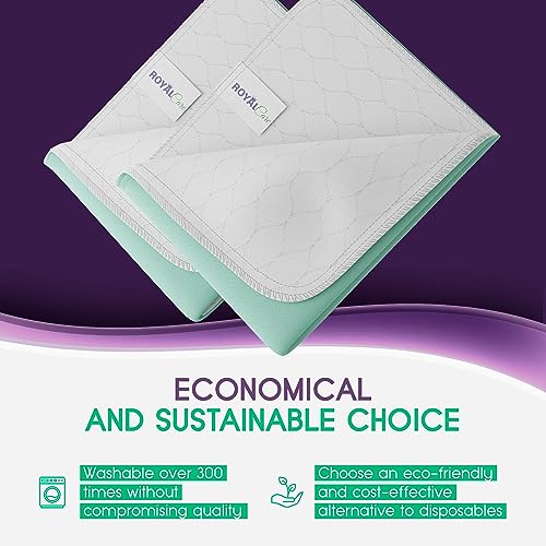 Incontinence Bed Pads - Reusable Waterproof Underpad Chair, Sofa and Mattress Protectors - Highly Absorbent, Machine Washable - for Children, Pets and Seniors (34x52 (Pack of 2), Green)