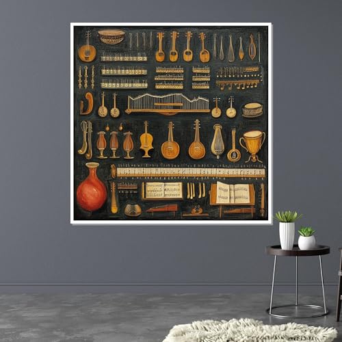 Diseño de lienzo para pared de instrumentos musicales antiguos arte vintage formato 20x20