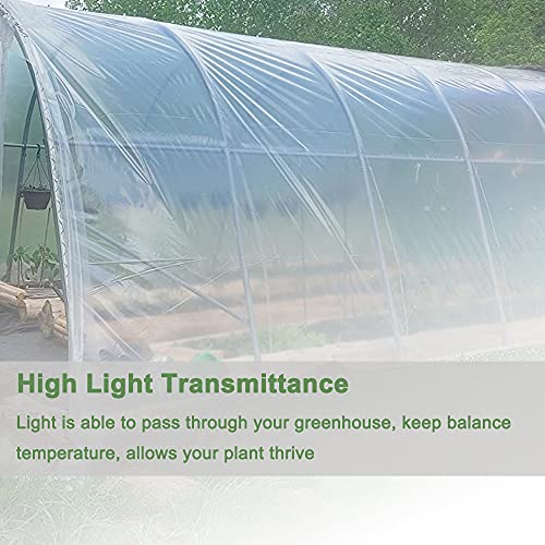 Yowlieu 12' X 25' Clear Greenhouse Plastic Sheeting, 6 Mil Uv Resistant Polyethylene Greenhouse Film Hoop Green House Plastic Cover For Farms, Agriculture, Garden #TOP5