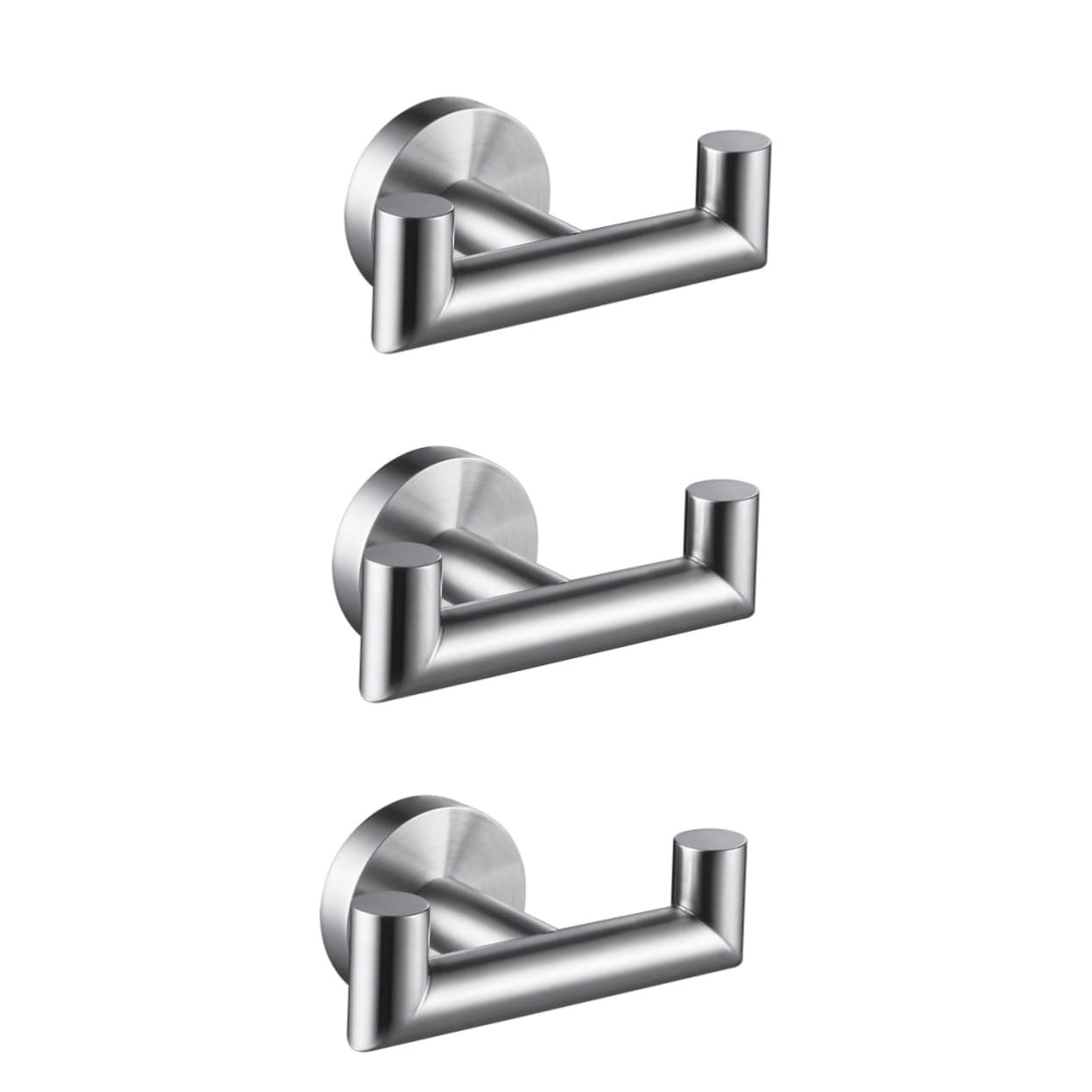 3piezas Colgador De Toallas De Acero Inoxidable Doble Gancho Murale Para Baño y Cocina Resistente y Duradero Diseño Práctico Para Ahorro De Espacio