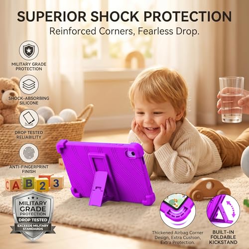 Case for onn 7" Tablet 2026 Gen 5 – Soft Silicone Shockproof Cover with Kickstand, Kid-Friendly (Purple) by Fannayipin - Used condition - Image 6