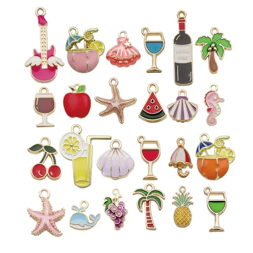 WOCRAFT 48pcs Enamel Sea Ocean Life Beach Wine CharmsCharms for Jewelry Making Bulk Summer Nautical Marine Life Charms Necklace Earrings Bracelet Making DIY Craft (SN212)