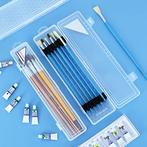 Image of Translucent Paint Brush Holder for 13 Inch Long Paintbrushes, Bulk Plastic Art Portable Paint Brush Storage Case With Foam Insert Bulk 4-pack