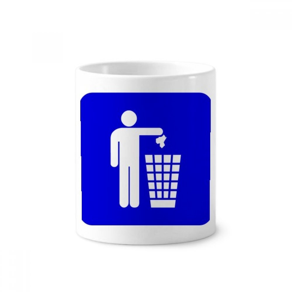 Cadeau original : gobelet céramique blanche au design très bleu square