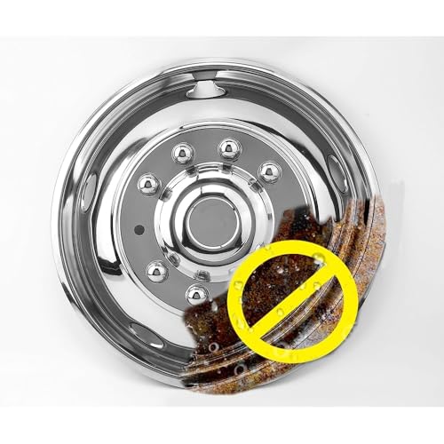 Image of 16 inch Polished Stainless Steel Dually Wheel Simulator,4pcs Screw On Wheel Cover,8 Lug 4 Hand Hole Hubcaps fit for 2001-2007 Chevry GMC 3500 Truck&2003-2021 G3500 /G30 Van