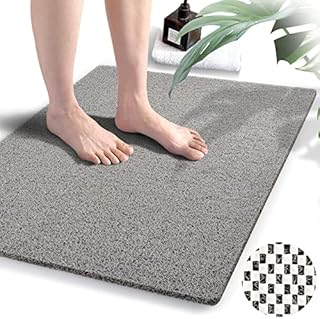 Loofah Shower Mats (43x 80 CM), Non Slip Bath Mats Without Suction Cups, Bath Mat for Textured Tub Surface, Loofah Mats for Shower and Bathroom, Quick Drying, Grey